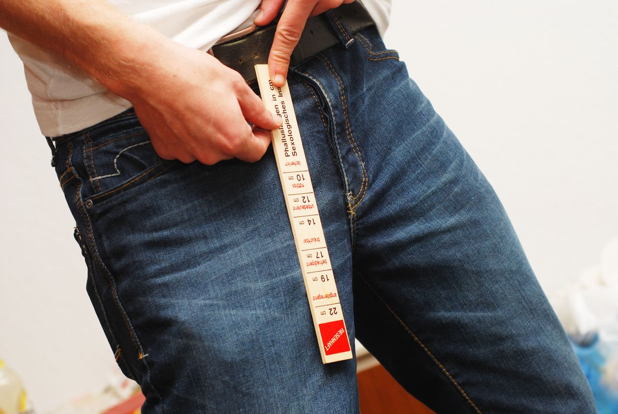 man with blue jeans close up