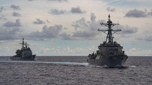 Militer AS di Laut Cina Selatan (Tangkapan layar twitter @USPacificFleet) Militer AS di Laut Cina Selatan (Tangkapan layar twitter @USPacificFleet)