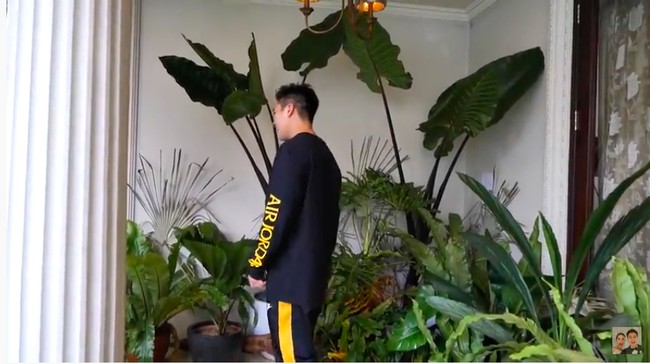 Sudut favorit Ashanty di halaman belakang. Di sinilah, dia memajang koleksi tanaman mahal. Harganya seharga jam kamu, kata Ashanty kepada Anang. (Foto: YouTube/Baim Paula)