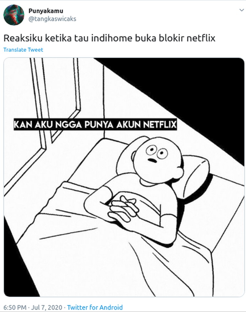 Indihome akhir membuka blokir Netflix. Yang datang selanjutnya adalah reaksi kocak netizen untuk bereuforia. Cihuy nggak pakai VPN lagi!