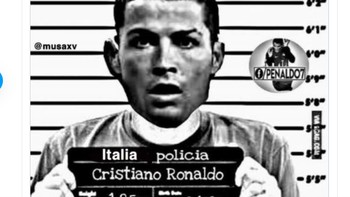 Meme Ronaldo ditahan karena gagal menyelamatkan Juventus dari kekalahan telak. Foto: istimewa