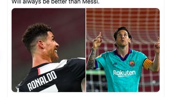 Namun ada yang membela Ronaldo bahwa dia tetap selalu mencetak gol meski Juventus kalah. Statistik Messi lebih buruk. Foto: istimewa