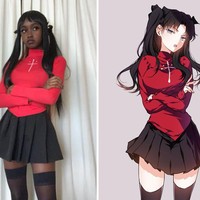 Model bernama Shirleen yang berusia 22 tahun mendapatkan pesan berbau rasisme setelah membagikan foto dirinya berpose cosplay menjadi anime kulit putih. Unggahan tersebut dibagikannya melalui akun Twitter pribadi miliknya. Foto: Twitter @litdesu