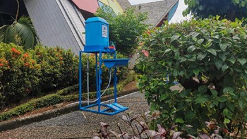 Selamat datang di PP-IPTEK! Siapa yang sudah kangen belajar seru? Yuk cuci tangan dulu begitu turun dari tempat parkiran. Foto: Aisyah Kamaliah/detikINET