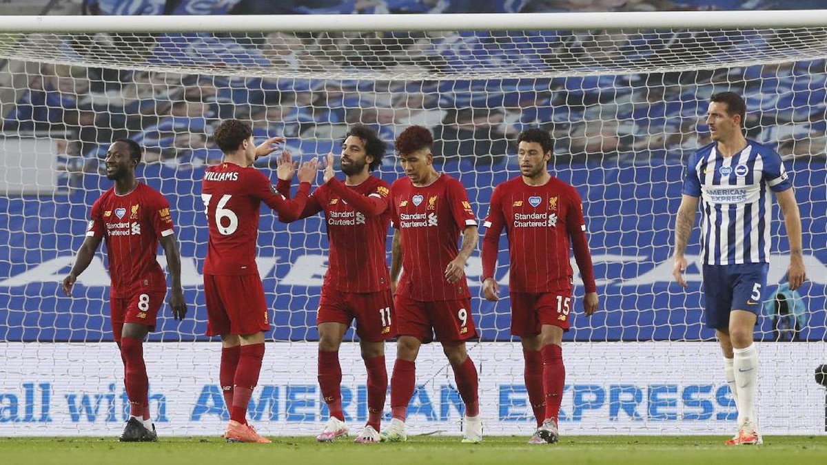 Babak pertama Brighton vs Liverpool berakhir dengan keunggulan The Reds 2-1. (Foto: Getty Images/Pool)