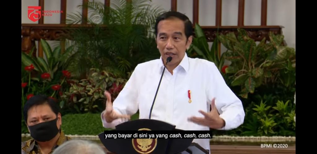Ekspresi dan gestur Presiden Jokowi dalam raker 7 Juli 2020, diunggah Setpres 8 Juli 2020. (Dok YouTube Setpres)