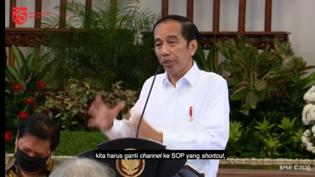 Ekspresi dan gestur Presiden Jokowi dalam raker 7 Juli 2020, diunggah Setpres 8 Juli 2020. (Dok YouTube Setpres)