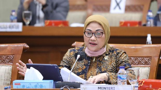 Menteri Ketenagkerjaan, Ida Fauziyah saat rapat kerja dengan Komisi IX DPR di Komplek Parlemen, Senayan, Jakarta, Rabu (8/7/2020). (Dok. Kemnaker)