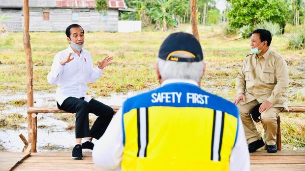 Presiden Joko Widodo beserta rombongan meninjau lokasi pengembangan food estate atau lumbung pangan nasional dalam kunjungan kerja ke Provinsi Kalimantan Tengah pada Kamis (9/7/20220). (Biro Pers Sekretariat Presiden/ Laily Rachev)