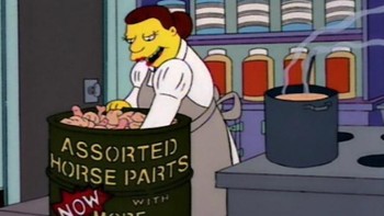Lagi dan lagi, ada episode yang seakan mengungkap skandal daging kuda di tahun 2013 di mana ditemukan ada DNA kuda dari daging sapi yang diproduksi di Inggris. Episode berjudul Sweet Seymour Skinners Baadasssss Song tahun 1994 memberikan petunjuknya. Foto: Fox via The Warp