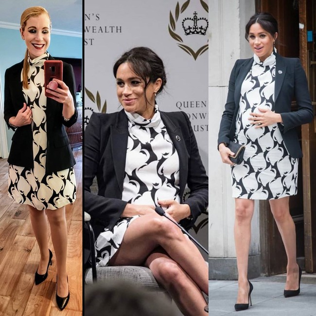 Tak hanya meniru gaya Kate, wanita yang berasal dari Minnesota, AS itu juga mensontek gaya Meghan Markle. Menurut Danielle, gaya Meghan Markle lebih mudah ditiru karena menggunakan warna-warna solid.  Foto: dok. Instagram