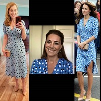 Seperti penampilan yang ada di foto ini. Kate menggunakan dress polkadot dari Altuzarra. Sementara Danielle membeli baju yang mirip namun terjangkau dari Asos. Foto: dok. Instagram