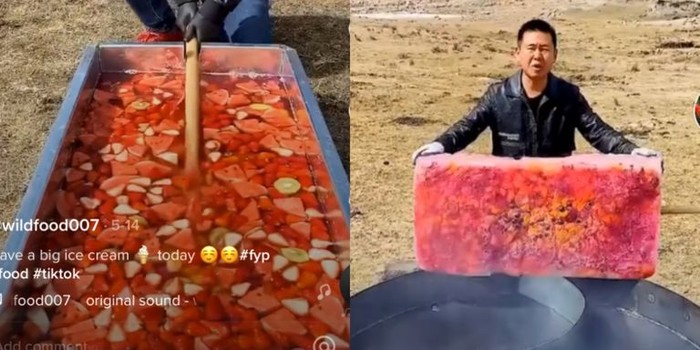 es jumbo Chef di TikTok Bikin Es Krim Buah Jumbo