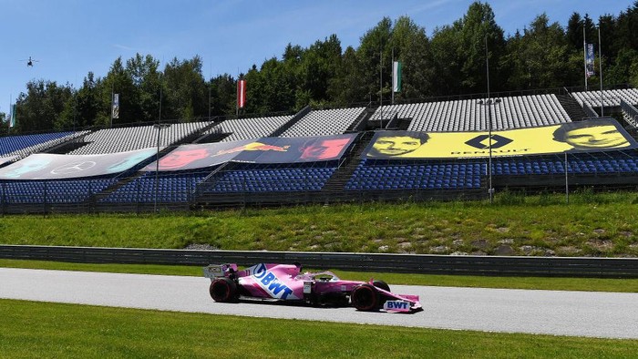 SPIELBERG, AUSTRIA - JULY 10: Sergio Perez of Mexico driving the (11) Racing Point RP20 Mercedes on track during practice for the F1 Grand Prix of Styria at Red Bull Ring on July 10, 2020 in Spielberg, Austria. (Photo by Joe Klamar/Pool via Getty Images)