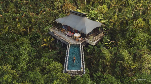 Capella Ubud terletak di kawasan Ubud tepatnya di Desa Kelili, Kecamatan Tegalalang. Hotel ini memiliki 5 tipe kamar hotel dan menawarkan 22 vila mewah yang letaknya di hutan belantara. Foto: (dok Capella Ubud)