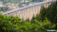 Kereta ini akan mempersingkat waktu perjalanan antara Guiyang dan Liupanshui dari 3,5 jam menjadi sekitar 1 jam. Foto: Dok. Xinhua/Liu Xu