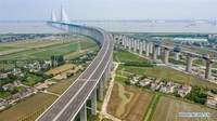 Jembatan ini dapat tahan terhadap topan dan benturan keras akibat tabrakan dengan kapal berkapasitas 100.000 ton. Foto: Dok. Xinhua/Li Bo