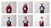 Bahkan anak-anak ada yang memakai face shield saat mengikuti kegiatan itu.