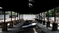 Petugas kesehatan membawa jenazah seseorang yang meninggal akibat virus Corona. Tubuh warga yang meninggal karena Corona terlihat di tumpukan kayu krematorium di New Delhi, India. 