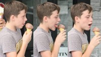 Begini potret gemas Brooklyn saat masih kecil. Ia seperti tidak menghiraukan apa-apa dan fokus pada es krim cokelat di genggaman. Foto: Instagram brooklynbeckhamteam