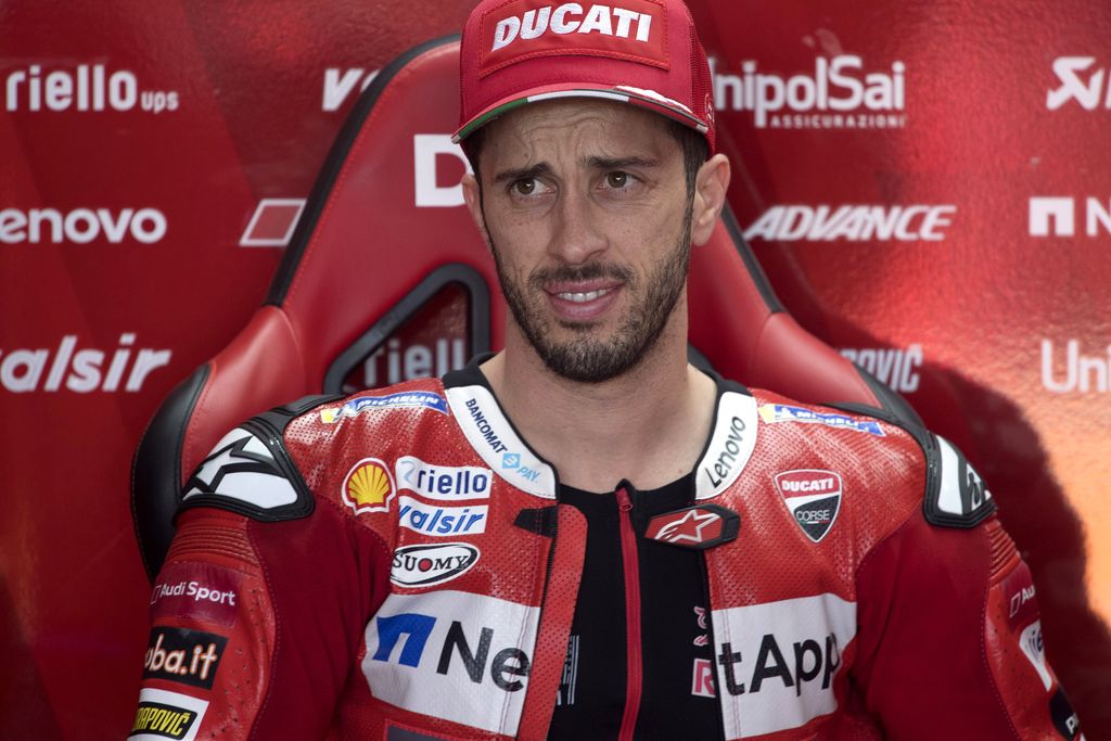 VALENCIA, SPAIN - NOVEMBER 15:  Andrea Dovizioso of Italy and Ducati Team looks on in box during the MotoGP Of Valencia - Free Practice at Ricardo Tormo Circuit on November 15, 2019 in Valencia, Spain. (Photo by Mirco Lazzari gp/Getty Images)