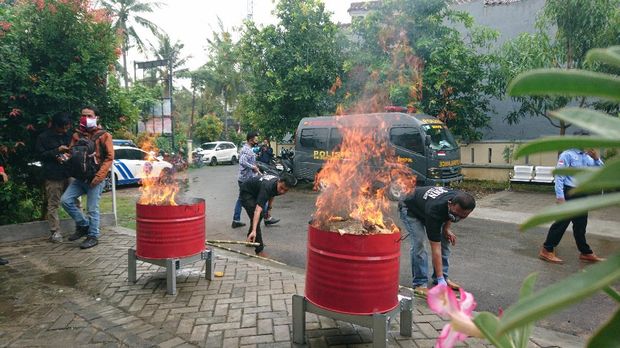 Pemusnahan barang bukti ganja di Cilegon