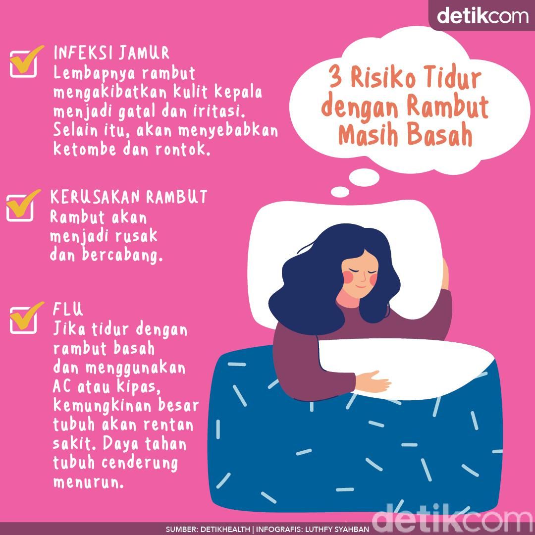 Tak Dianjurkan Tidur dengan Rambut Basah, Ini Alasannya