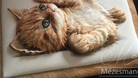 Tak kalah menggemaskan, cookies ini dibuat dengan motif kucing. Pose si kucing pada lapisan cookies ini membuat cookiesnya sayang untuk dimakan. Foto: Instagram @mezesmanna