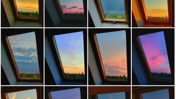 Warna-warna langit yang berbeda terlihat dari jendela yang sama Foto: Boredpanda
