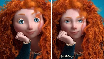 Princess Merida dalam film Brave. (Foto: Instagram/hollyfae_art)
