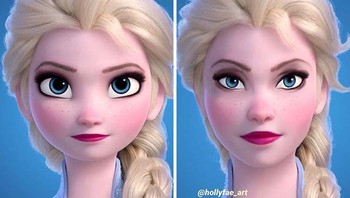 Princess Elsa dalam film Frozen. (Foto: Instagram/hollyfae_art)