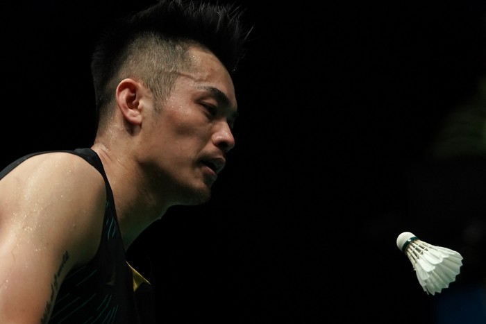 KUALA LUMPUR, MALAYSIA - APRIL 07: Lin Dan of China in action on day six of the Badminton Malaysia Open at Axiata Arena on April 07, 2019 in Kuala Lumpur, Malaysia. (Photo by Stanley Chou/Getty Images)