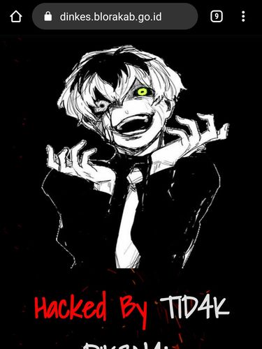 Tangkapan layar website dinkes.blorakab.go.id di-hack, Minggu (19/7/2020).