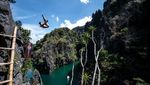Seru! Aksi Lompat Bebas di Pulau Palawan Filipina
