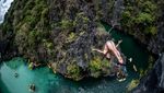 Seru! Aksi Lompat Bebas di Pulau Palawan Filipina