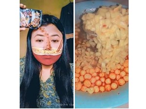 Wanita Ini Bikin Face Painting Semangkuk Mie Instan Pedas