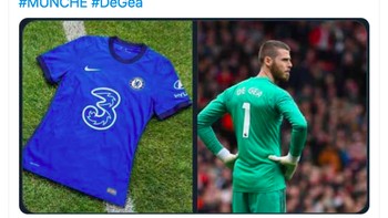 Sponsor Chelsea dan nomor kostum De Gea adalah skor pertandingan semalam. Foto: istimewa