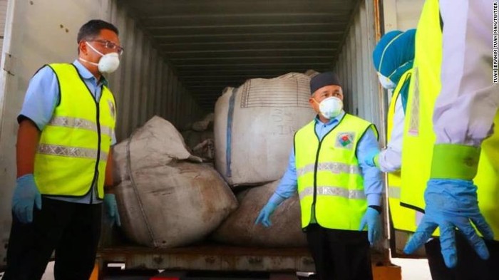 Malaysian authorities discovered 110 shipping containers of waste at the Port of Tanjung Pelepas in June 2020.