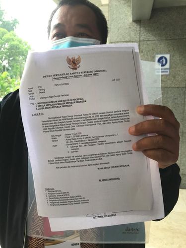 Surat Undangan RDP Komisi III yang tidak ditandatangani Wakil Ketua DPR Azis Syamsuddin.
