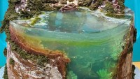 Kue jelly dengan tampilan pulau indah satu ini menggambarkan pulau yang tak berpenghuni. Tampilannya terlihat kuno tapi sangat cantik! Foto: bored panda