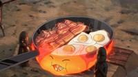 Adegan sarapan di film Howls Moving Castle berhasil membuat penontonnya lapar. Menu sarapannya ada bacon, telur mata sapi di atas penggorengan. Foto: Studio Ghibli