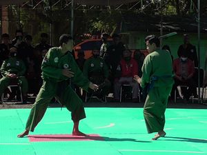 Puluhan Pendekar di Polewali Mandar Bertarung di Halaman Makodim 1402/Polmas