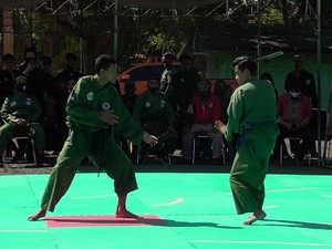Puluhan Pendekar di Polewali Mandar Bertarung di Halaman Makodim 1402/Polmas