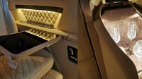 Selanjutnya ada folding table untuk tempat meletakkan laptop atau piring makan dan ada mini bar untuk menaruh gelas dan minuman dingin. Foto: Lombardi