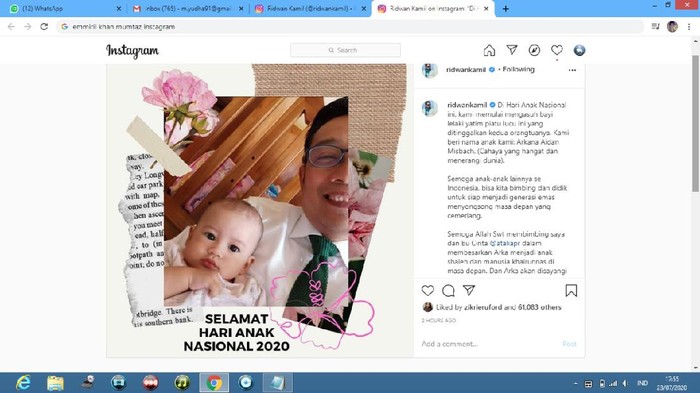Ridwan Kamil umumkan adopsi bayi di Hari Anak Nasional