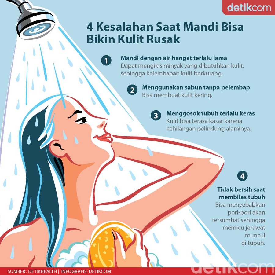 4 Kesalahan Saat Mandi yang Bikin Kulit Rusak 4 Kesalahan Saat Mandi yang Bikin Kulit Rusak