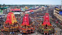Nama ketiga Dewa bersaudara itu adalah Jagannath, Balabhadra dan Subhadra. Mereka menyimbolkan sakit, isolasi dan kebangkitan kembali (Getty Images)