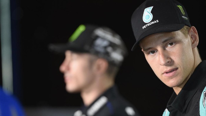 JEREZ DE LA FRONTERA, SPAIN - JULY 23: Fabio Quartararo of France and Petronas Yamaha SRT speaks during the press conference pre event during the MotoGP of Andalucia - Previews at Circuito de Jerez on July 23, 2020 in Jerez de la Frontera, Spain. (Photo by Mirco Lazzari gp/Getty Images)