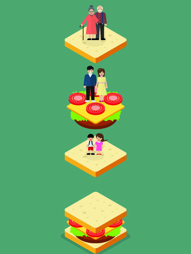 Sandwich Generation. Vector illustration