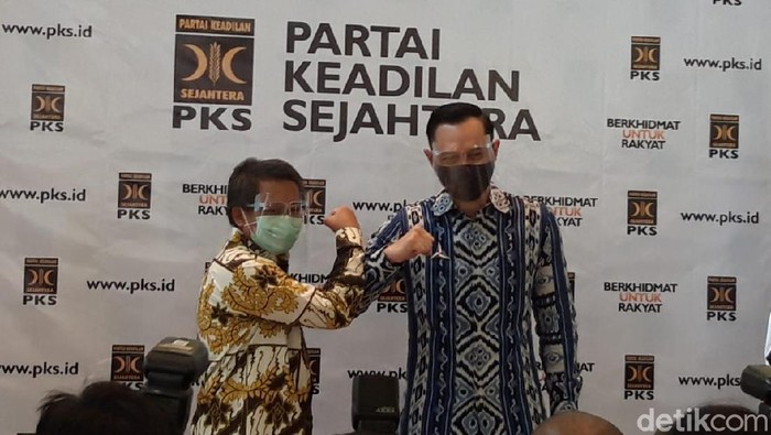 Sohibul Iman dan AHY (Rahel Narda Chaterine/detikcom)